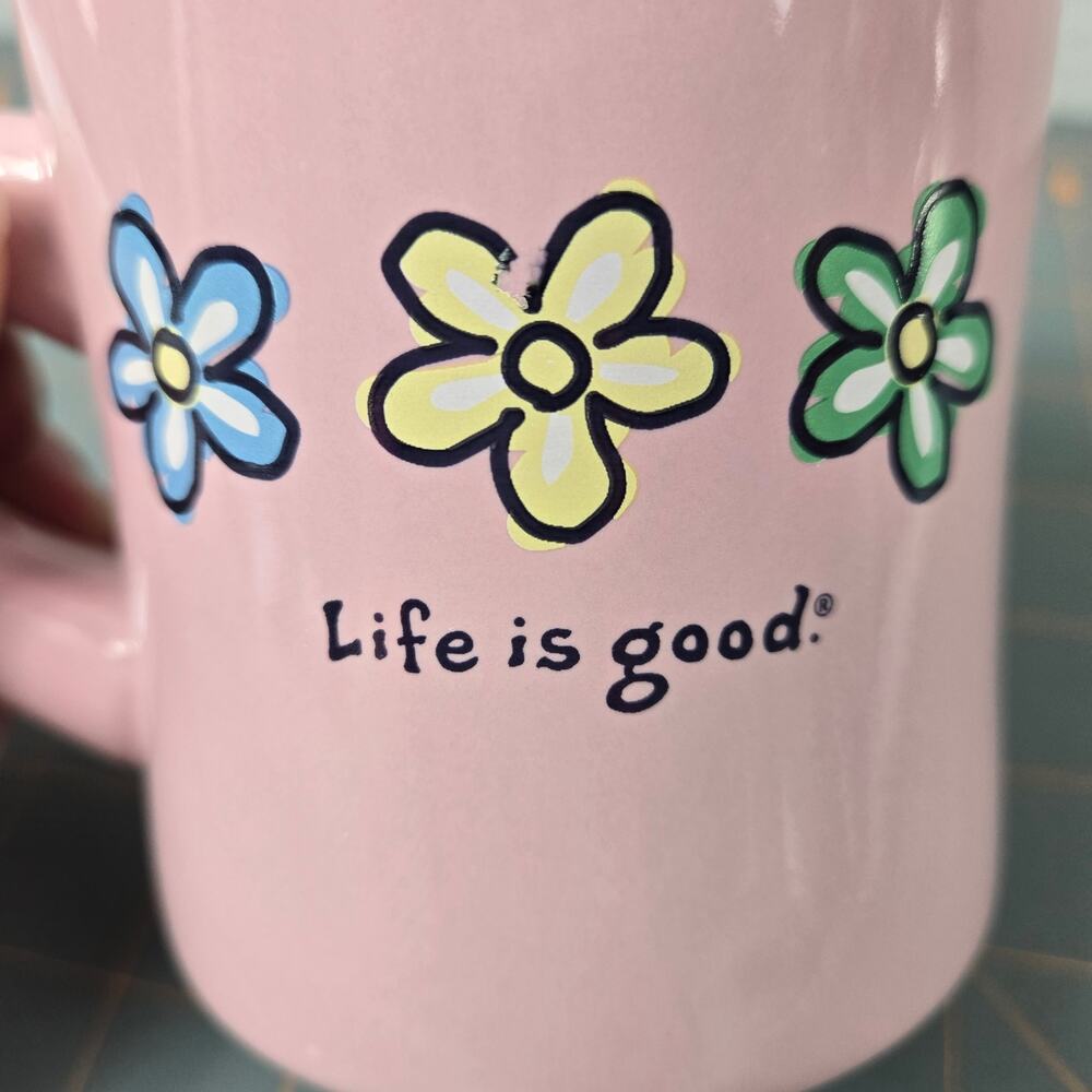 Life Is Good Daisy Pink Mug Do What You Like Like What You Do Sturdy Restaurant - Picture 5 of 9